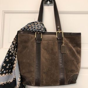Vintage Coach Suede Tote Bag